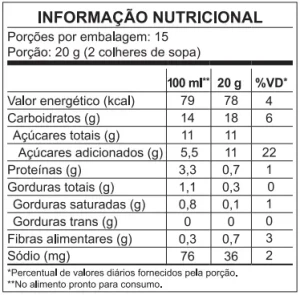 Tabela nutricional Flocos Crocantes 300g